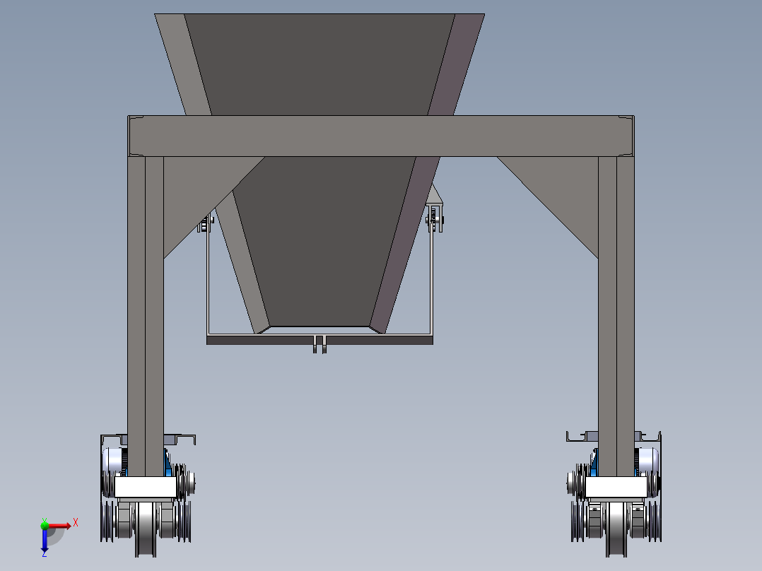 单下料斗小车sw16可编辑俯视图