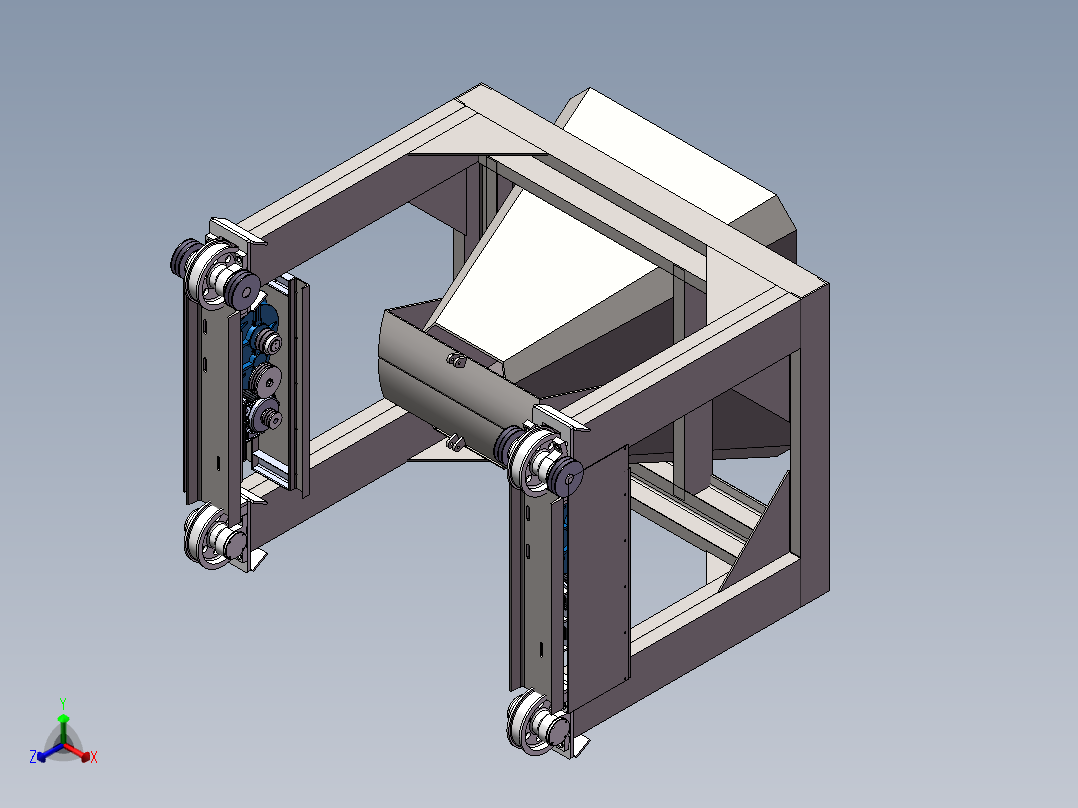 单下料斗小车sw16可编辑正等轴测图