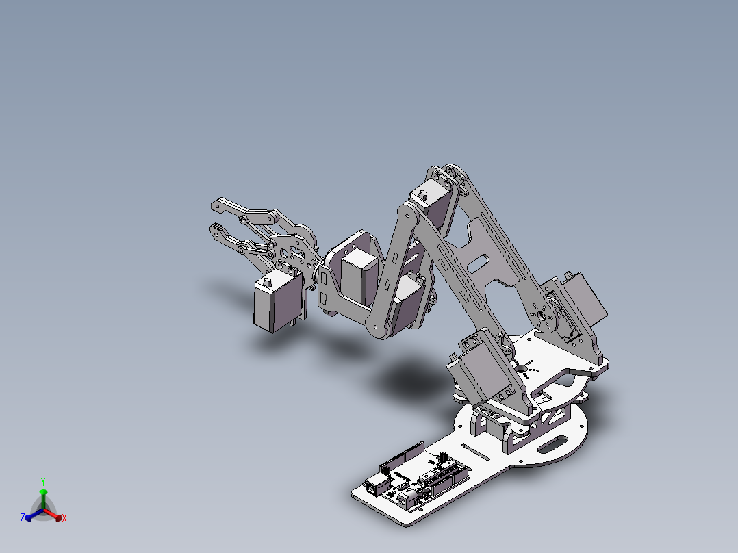 6轴舵机机器人3d图纸 舵机机械手六自由度3d模型 三维模型机械正等轴测图