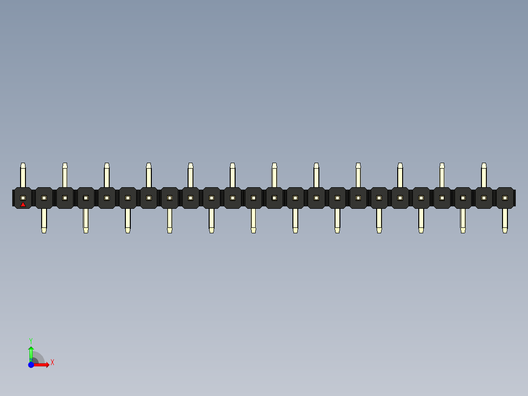 彩色公排针 100mil 2.54mm 系列-DS1022_black_24p_100mil_Type_SMT_R1_rev1.0前视图
