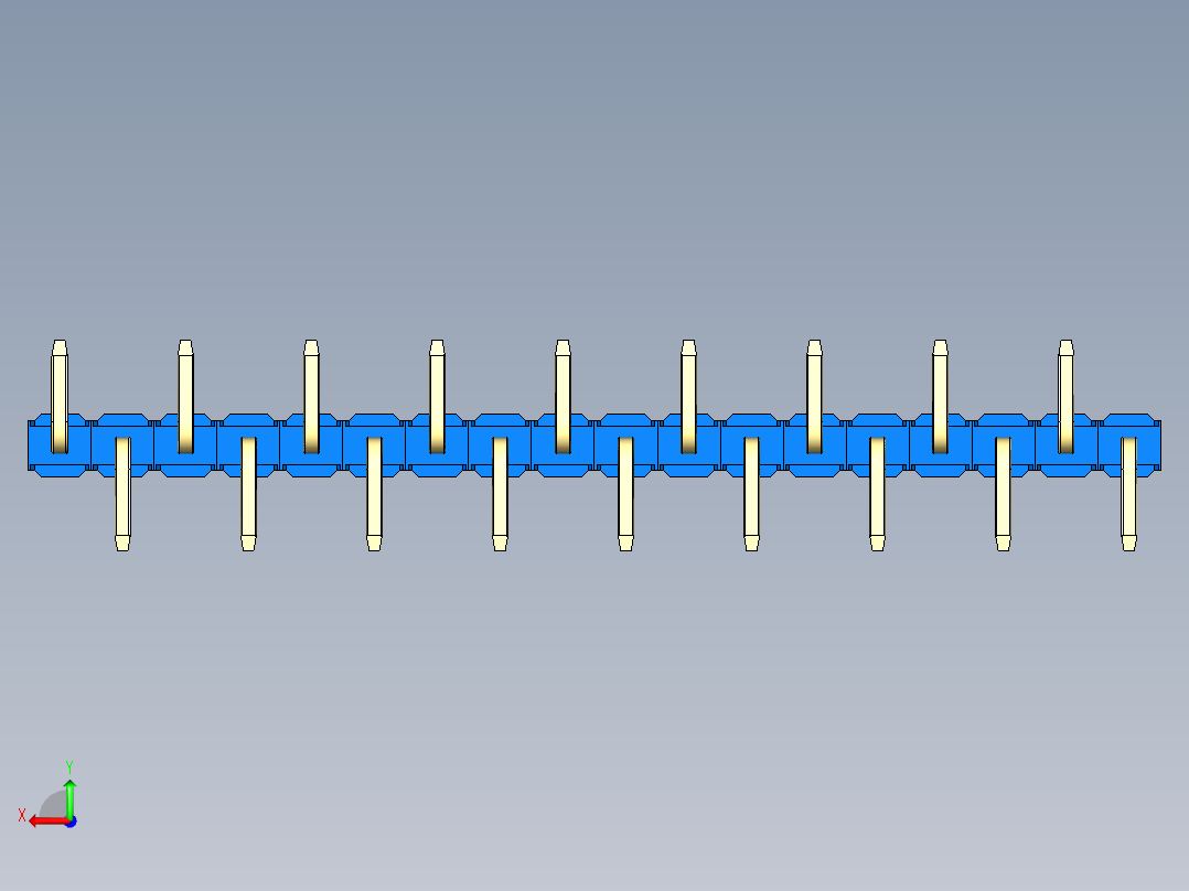 彩色公排针 100mil 2.54mm 系列-DS1022_blue_18p_100mil_Type_SMT_R2_rev1.0后视图