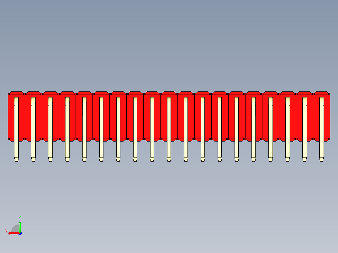 彩色公排针 100mil 2.54mm 系列-DS1022_red_3x19p_100mil_TypeD_rev1.0后视图