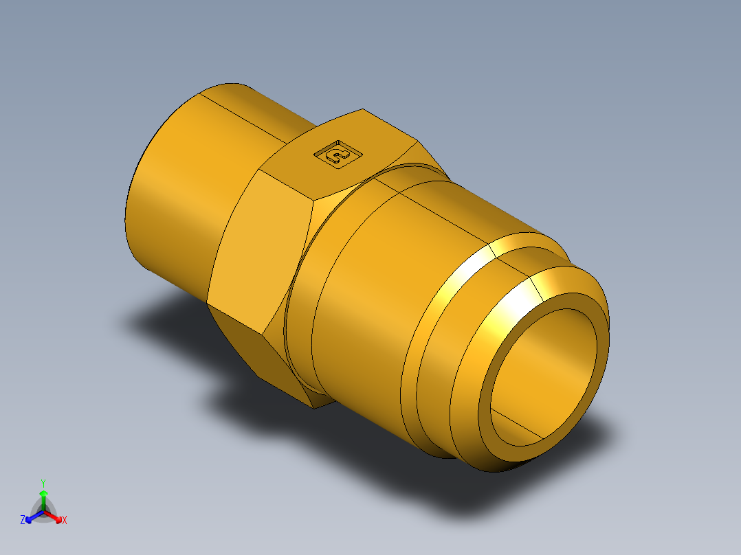 扩口式工业通用硬管接头Flare To Solder 43F-12-12正等轴测图