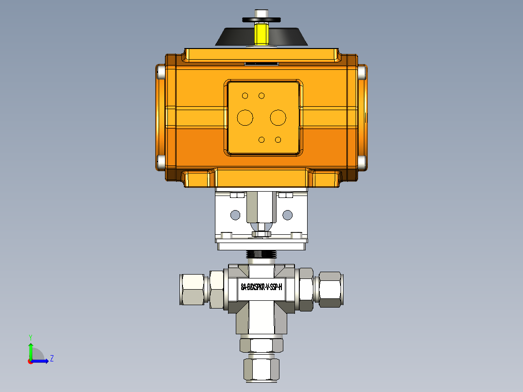 B系列三通球阀，左视图
