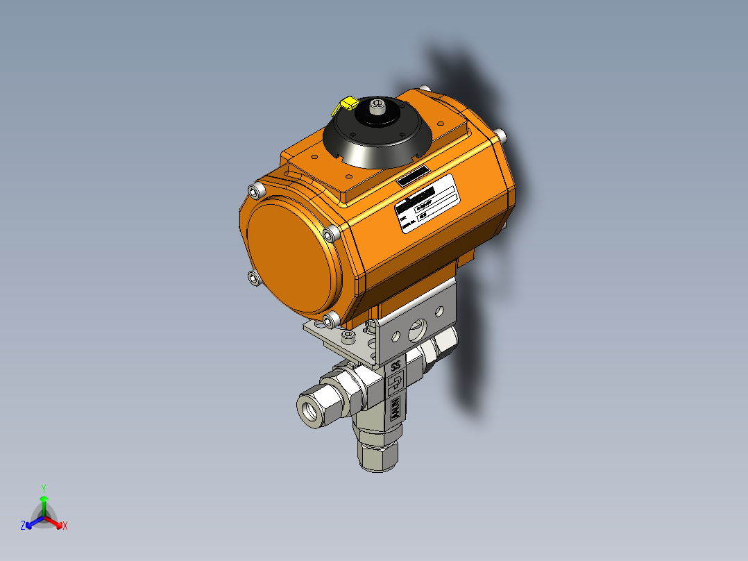 B系列三通球阀，正等轴测图