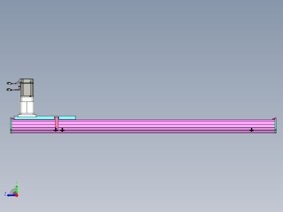 东锦齿条传动DH210G-L167-S1200-BU-减速机+P750W右视图