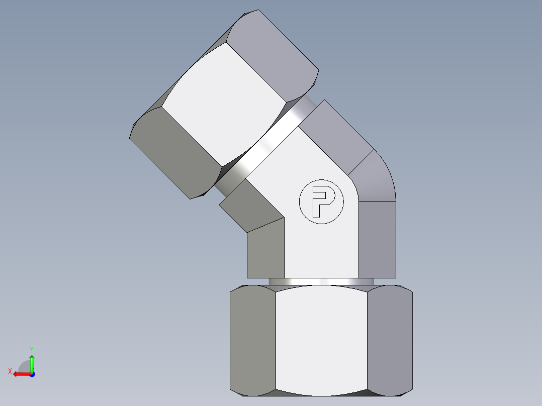 卡套式工业通用硬管接头EO_Swivel_nut_45_deg_elbow_EV15L71后视图