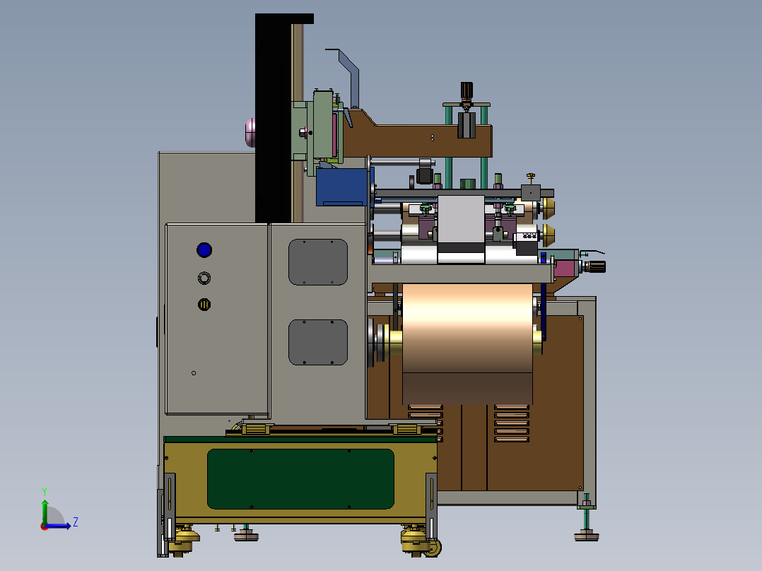 双色丝网印刷机三维SW模型左视图