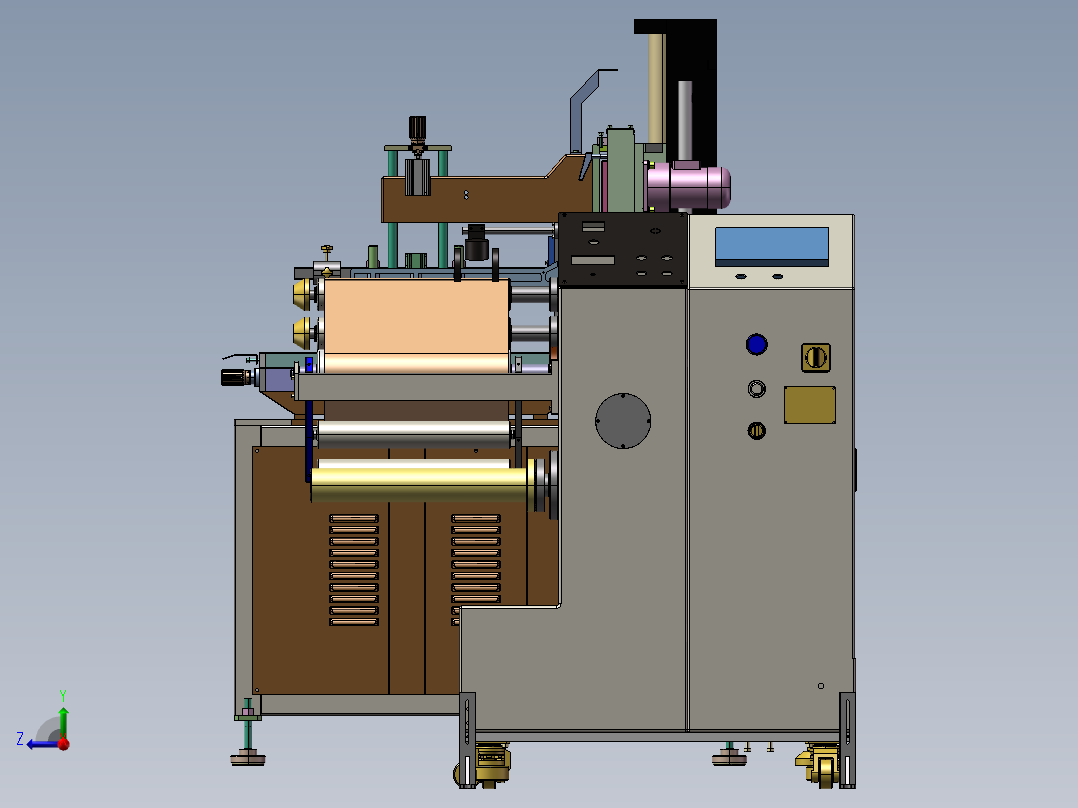 双色丝网印刷机三维SW模型右视图