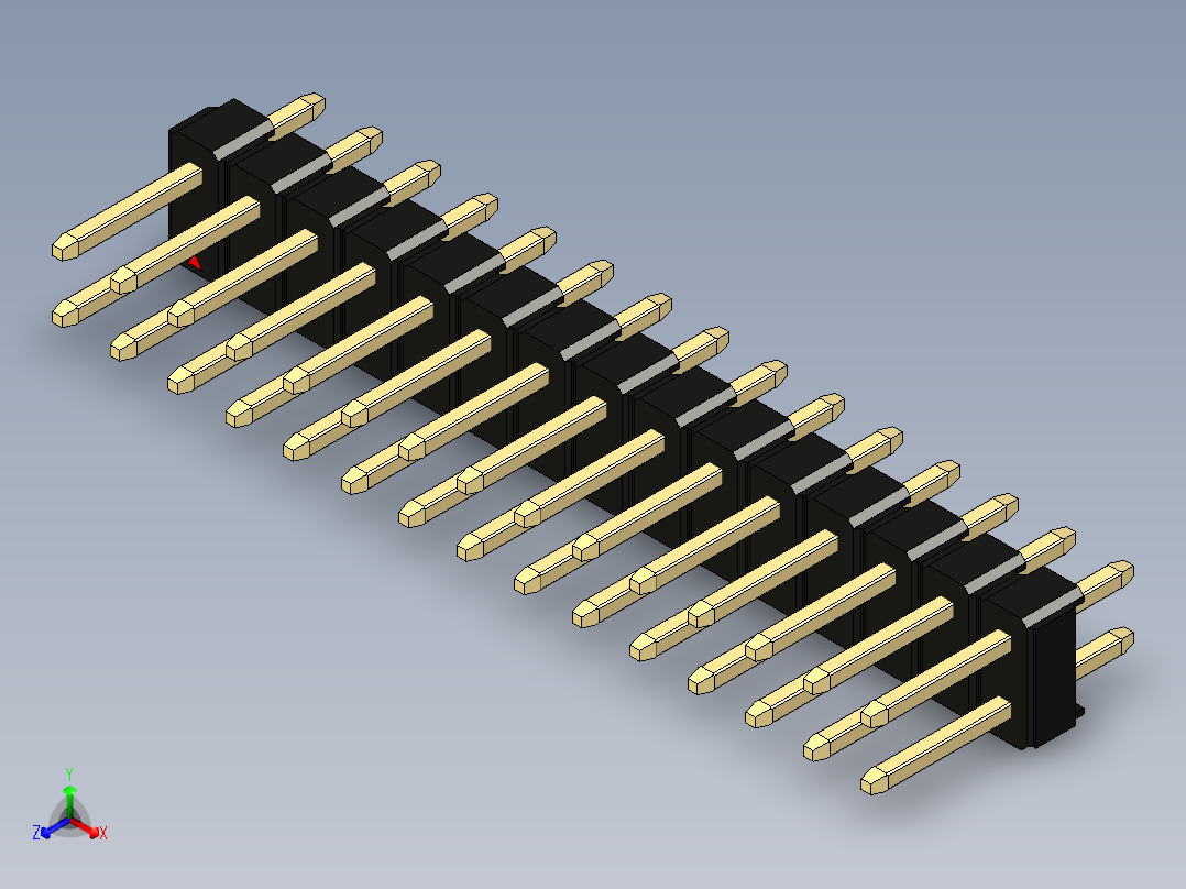 彩色公头100mil（2.54mm）系列-DS1021_black_2x15p_100mil_Type1_rev1.0正等轴测图