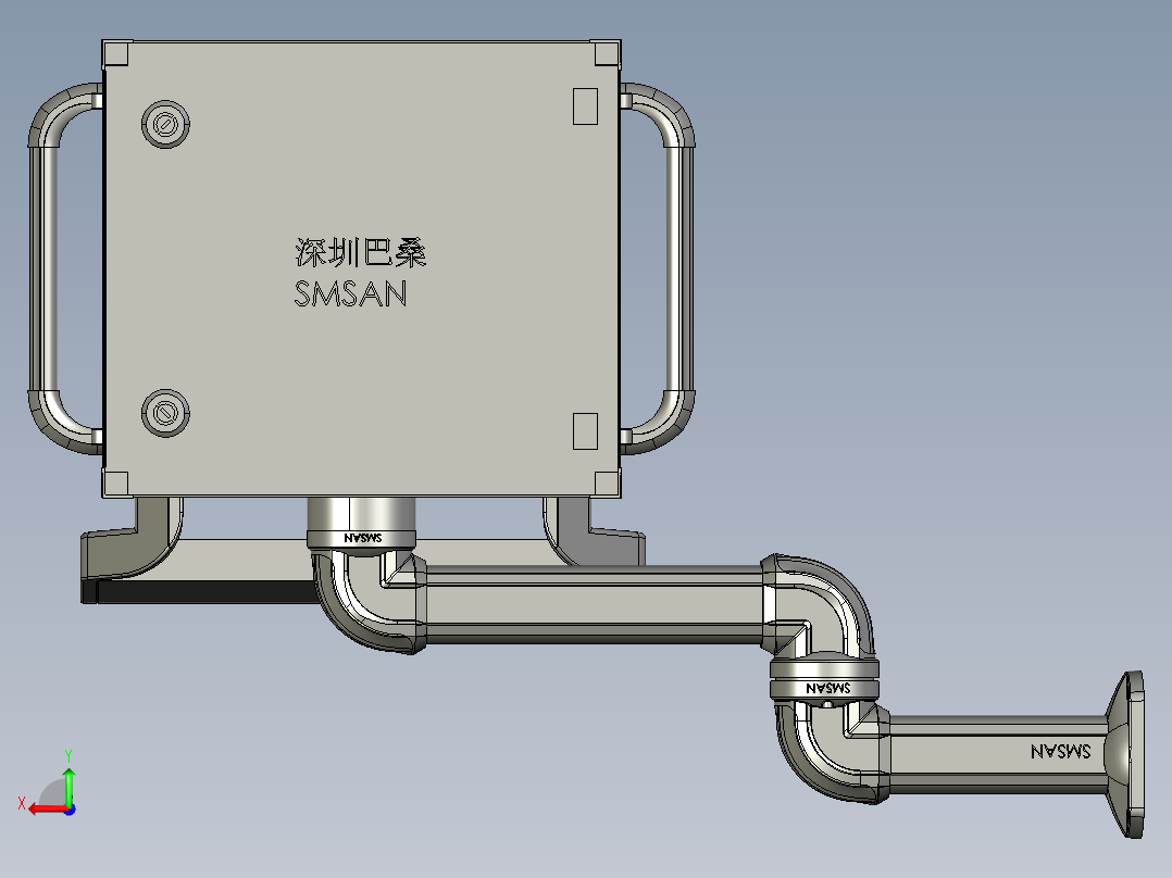 悬臂控制操控箱键盘支架-H3-固定底座-中间连接器-90度箱体连接器-200-300后视图