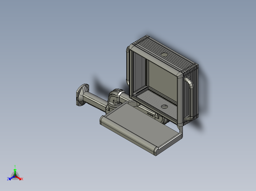 悬臂控制操控箱键盘支架-H3-固定底座-中间连接器-90度箱体连接器-200-300正等轴测图