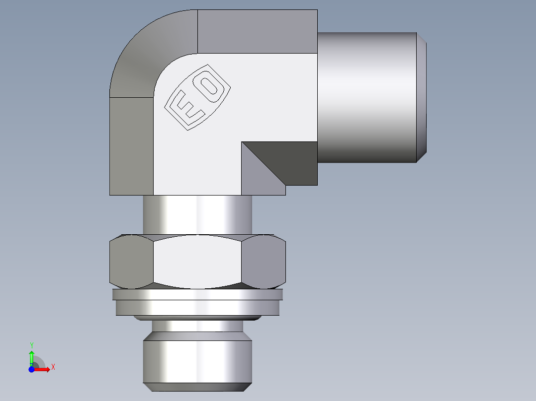 卡套式工业通用硬管接头EO_Adjustable_Locknut_elbow_WEE06LMOMDCF前视图