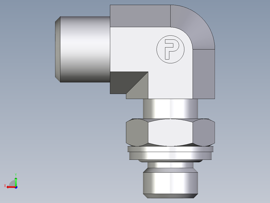 卡套式工业通用硬管接头EO_Adjustable_Locknut_elbow_WEE06LMOMDCF后视图