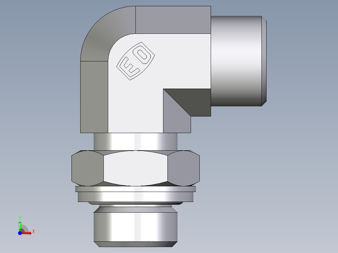 卡套式工业通用硬管接头EO_Adjustable_Locknut_elbow_WEE12LROMDCF前视图