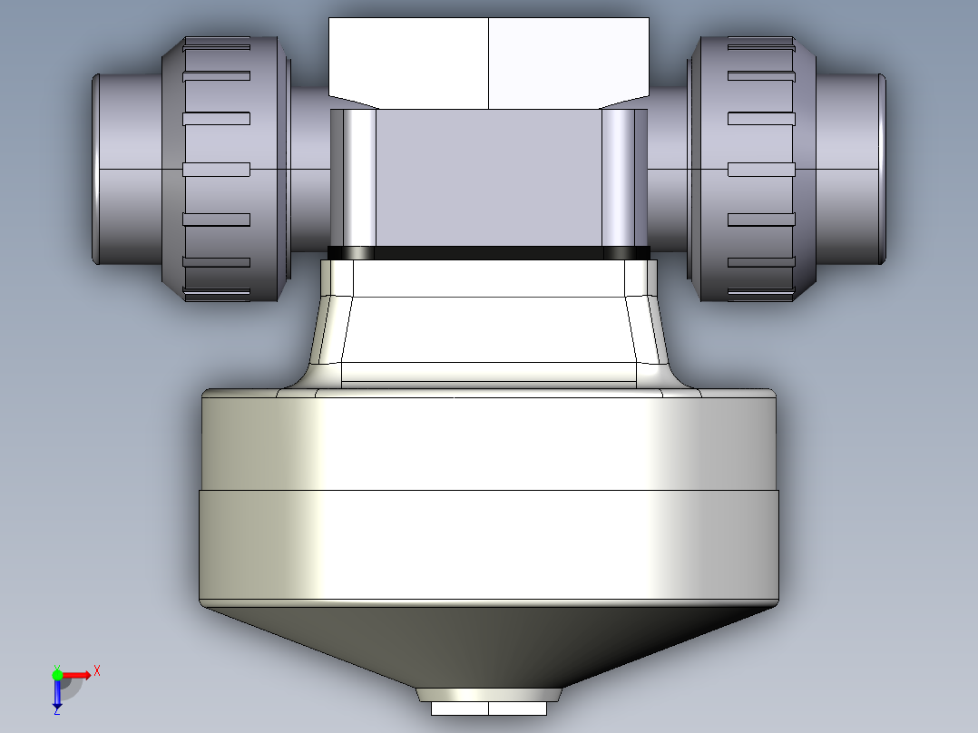 8DKMUAVCP NO-DA 气动隔膜阀、常开型双作用，与溶剂焊接女性联盟结束，ASTM PVC-U系列俯视图
