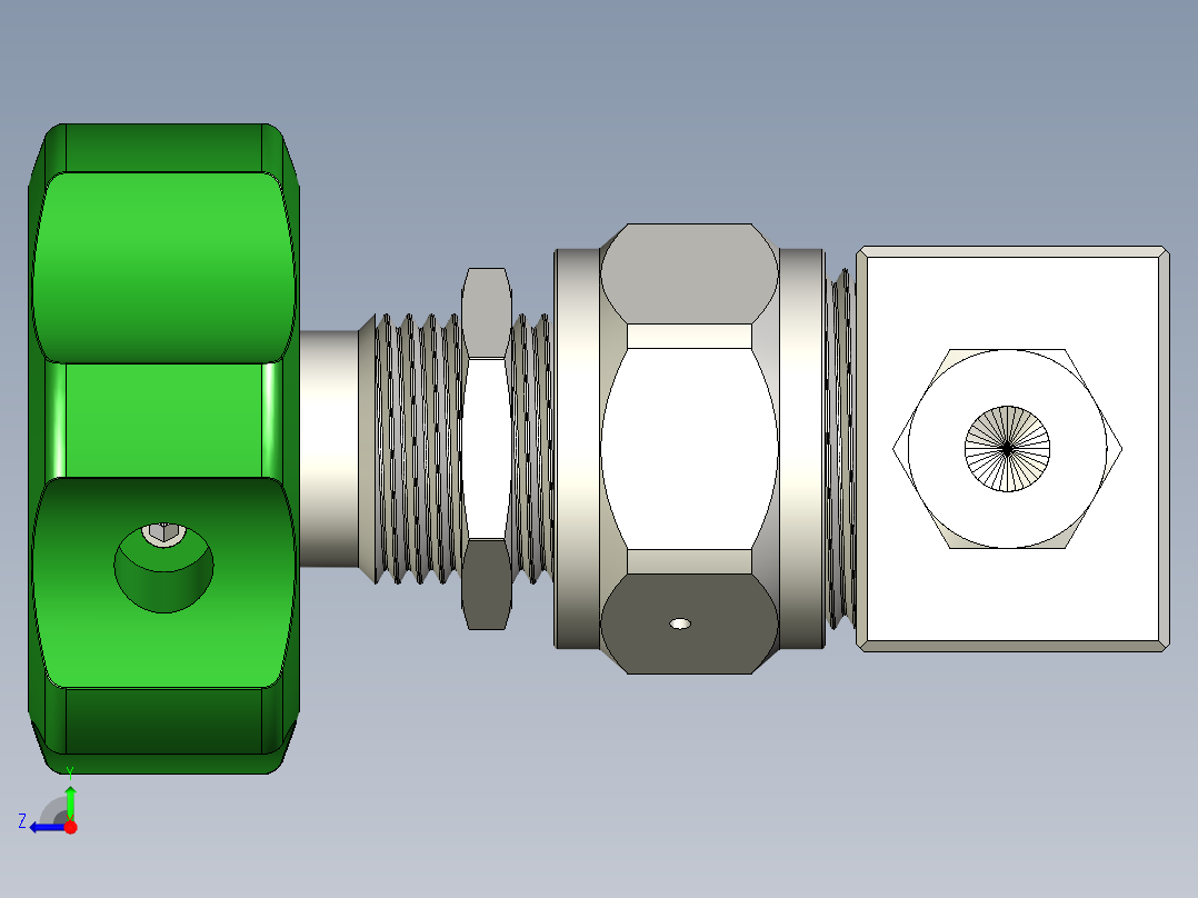 不锈钢高纯度高压隔膜密封阀，6 mm世伟洛克管接头，圆形手柄右视图