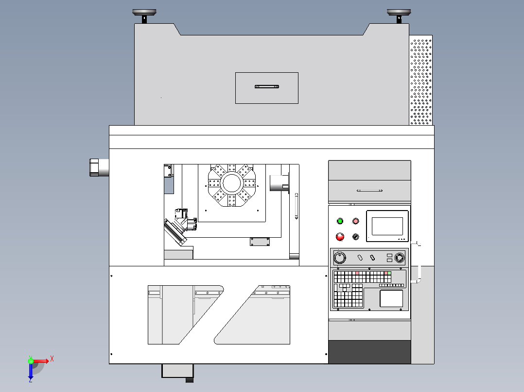 730全自动数控车床自动上下料sw18可编辑俯视图