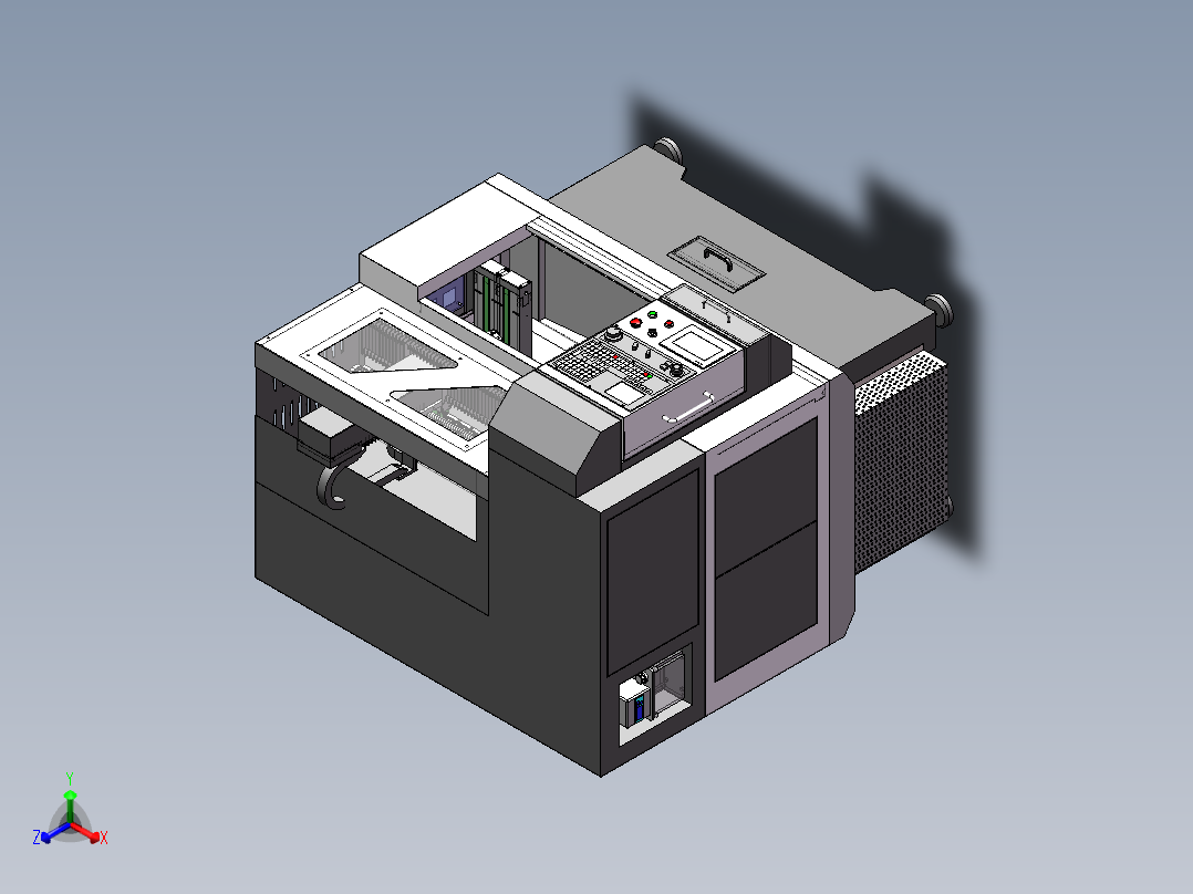 730全自动数控车床自动上下料sw18可编辑正等轴测图