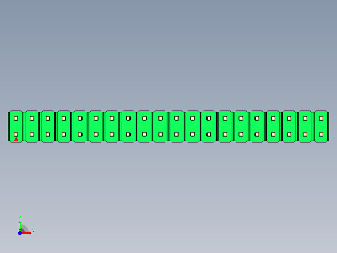 彩色公头100mil（2.54mm）系列-DS1021_green_2x20p_100mil_Type43_rev1.0前视图