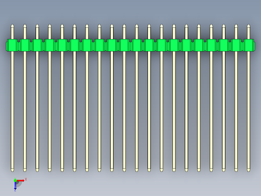 彩色公头100mil（2.54mm）系列-DS1021_green_2x20p_100mil_Type43_rev1.0俯视图