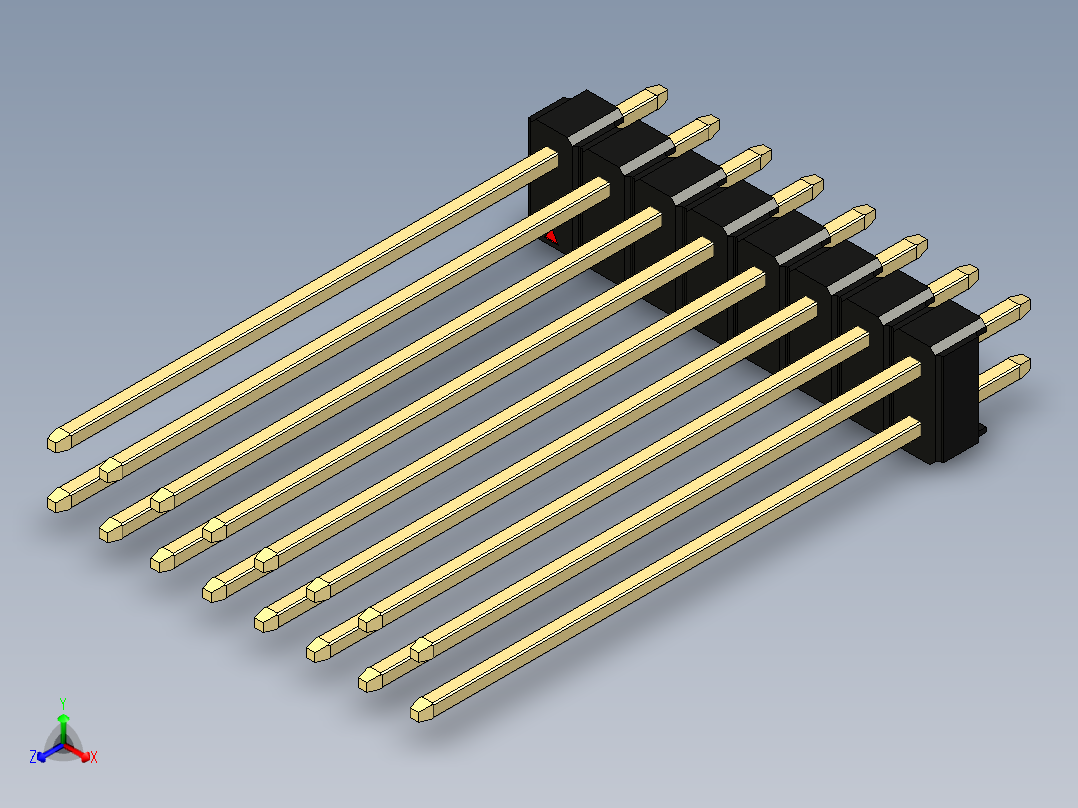 彩色公头100mil（2.54mm）系列-DS1021_black_2x08p_100mil_Type43_rev1.0正等轴测图