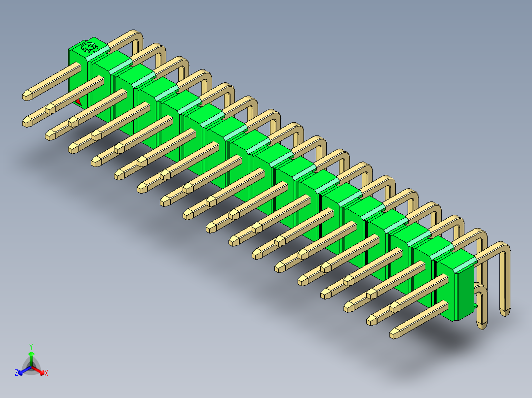 彩色公排针 100mil 2.54mm 系列-DS1022_green_2x17p_100mil_TypeD_rev1.0