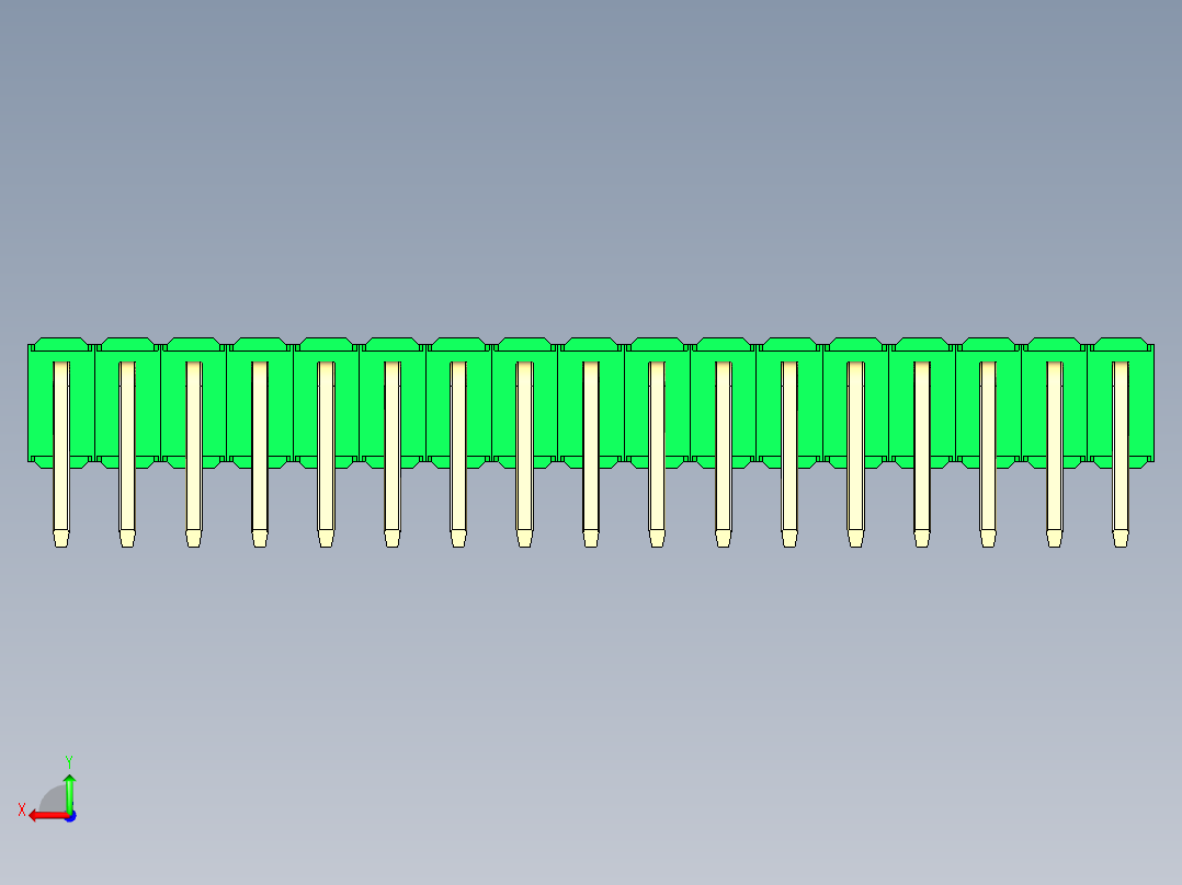 彩色公排针 100mil 2.54mm 系列-DS1022_green_2x17p_100mil_TypeD_rev1.0后视图