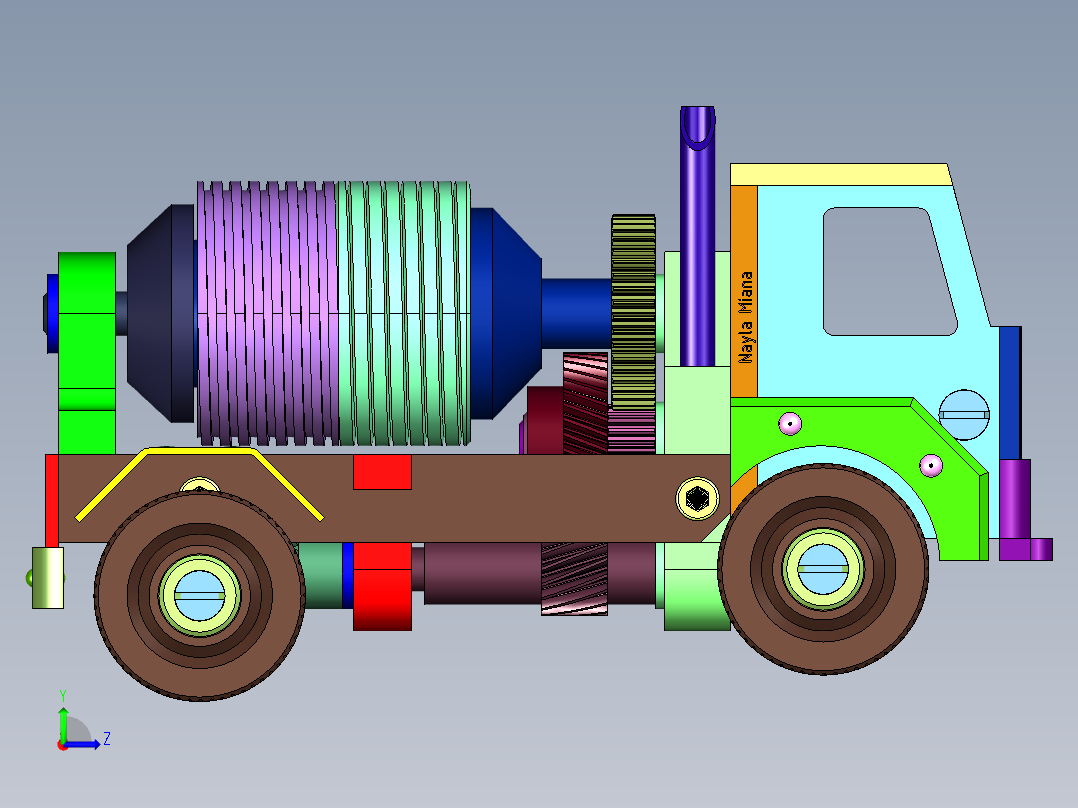 齿轮传动混凝土搅拌车玩具左视图