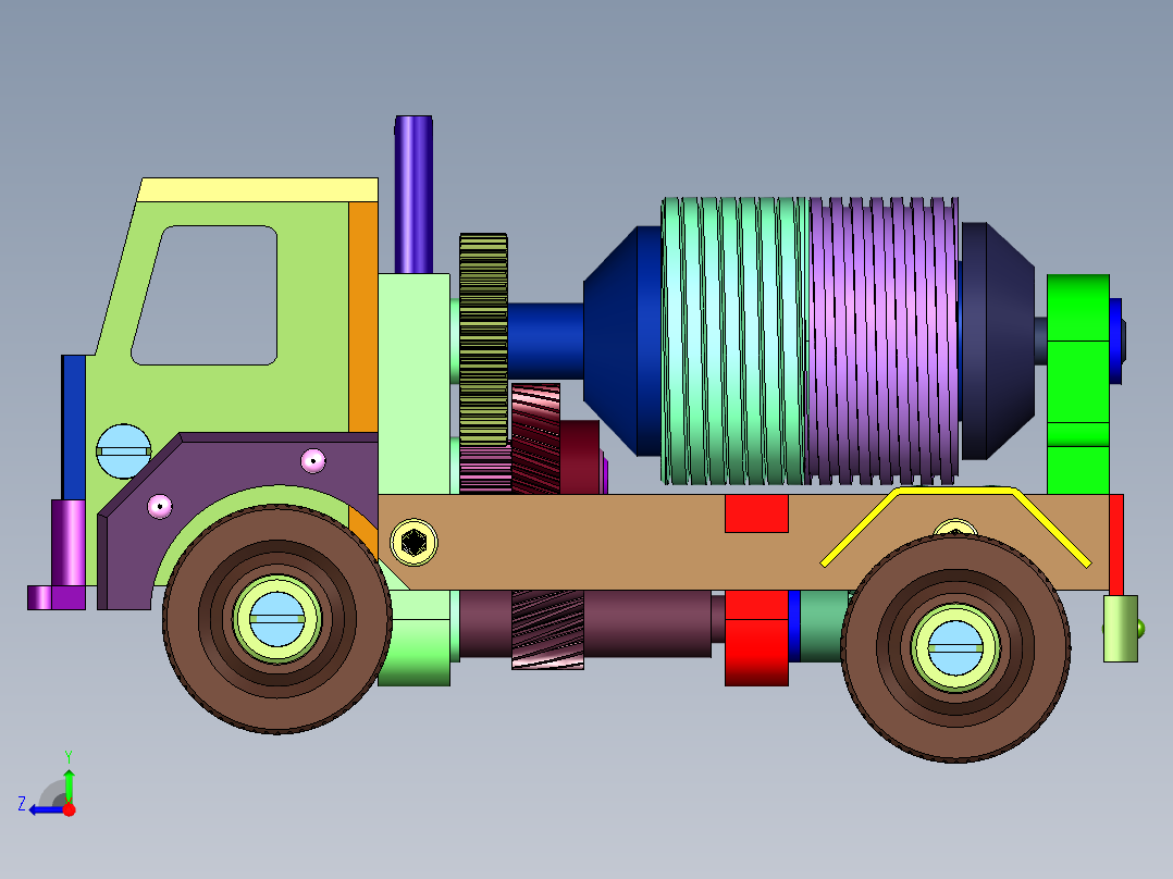 齿轮传动混凝土搅拌车玩具右视图