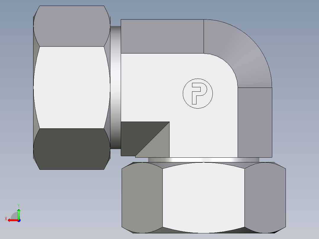 卡套式工业通用硬管接头EO_Swivel_nut_elbow_EW38ZS71后视图
