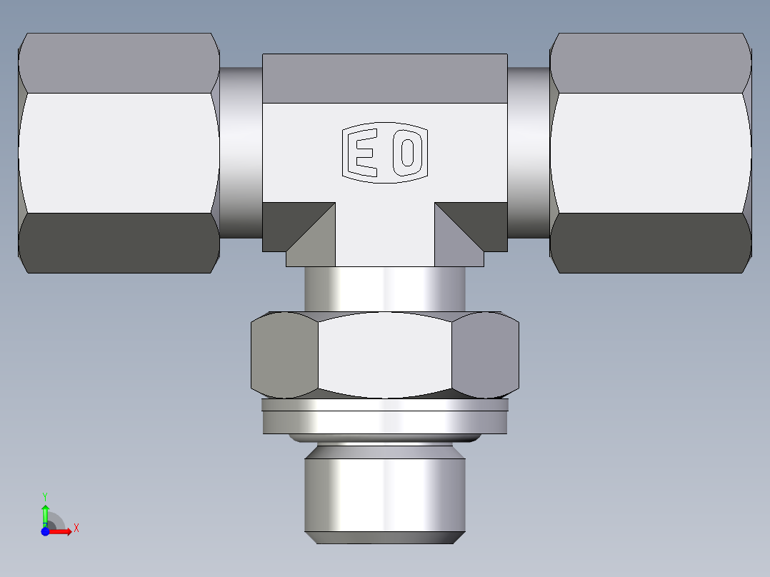 卡套式工业通用硬管接头EO_Adjustable_locknut_branch_tee_TEE06ZSRCF前视图