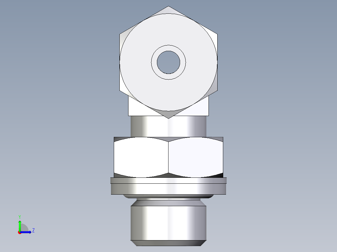 卡套式工业通用硬管接头EO_Adjustable_locknut_branch_tee_TEE06ZSRCF左视图