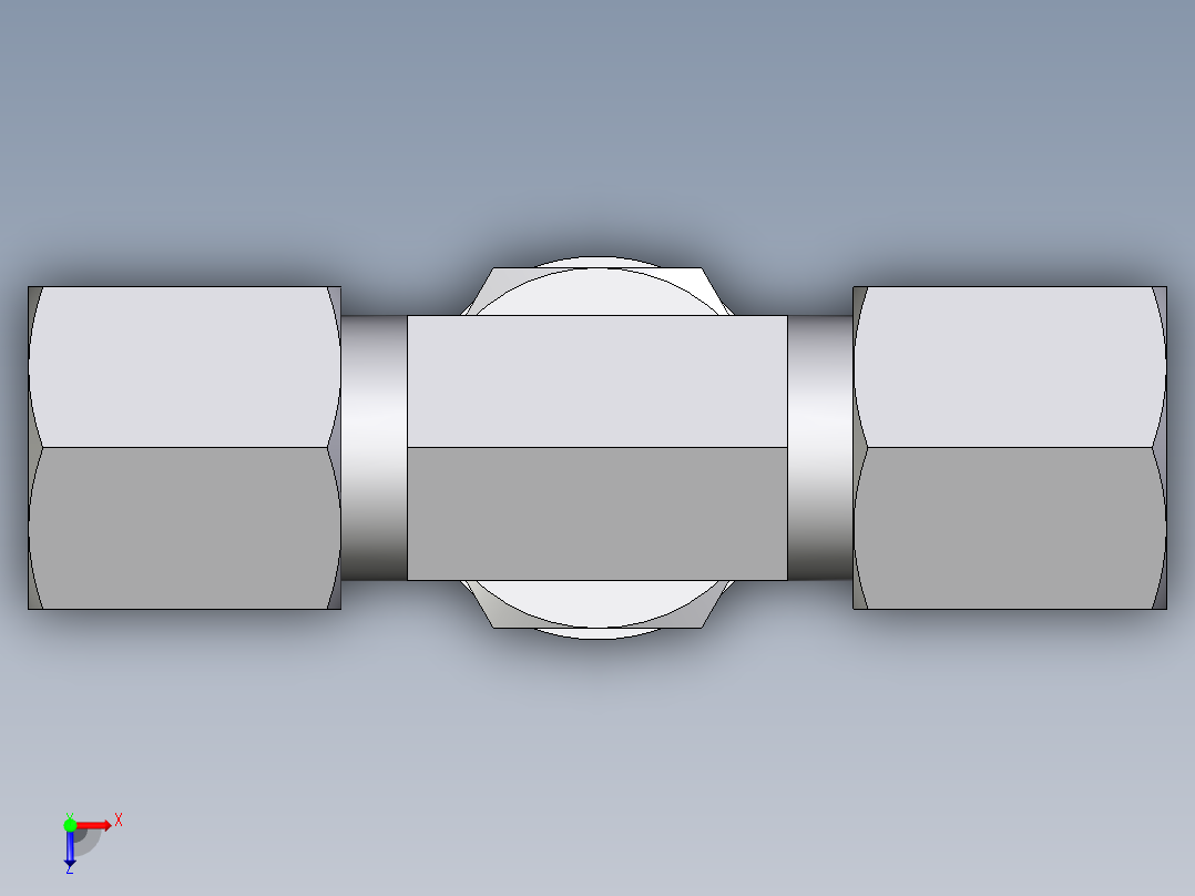 卡套式工业通用硬管接头EO_Adjustable_locknut_branch_tee_TEE06ZSRCF俯视图