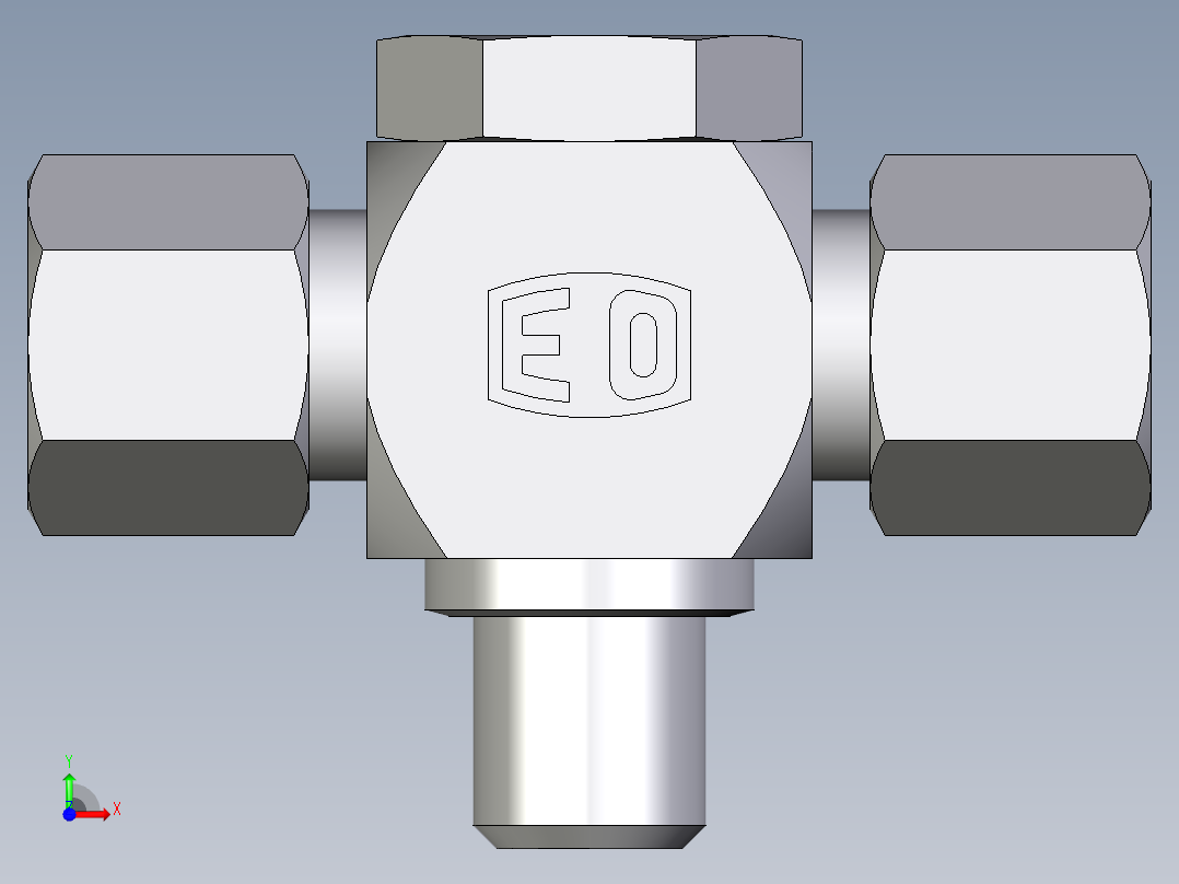 卡套式工业通用硬管接头EO_High_pressure_banjo_tee_TH08ZLMCF前视图