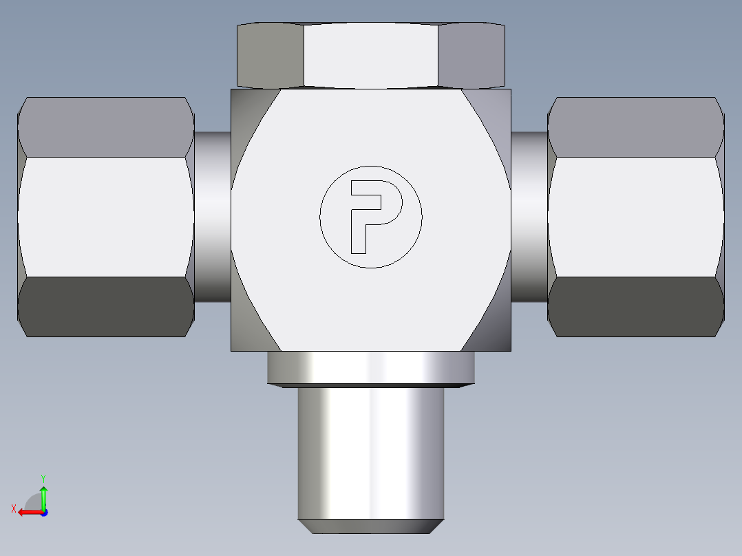 卡套式工业通用硬管接头EO_High_pressure_banjo_tee_TH08ZLMCF后视图