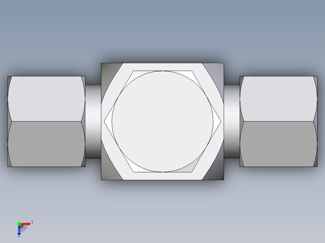 卡套式工业通用硬管接头EO_High_pressure_banjo_tee_TH08ZLMCF俯视图