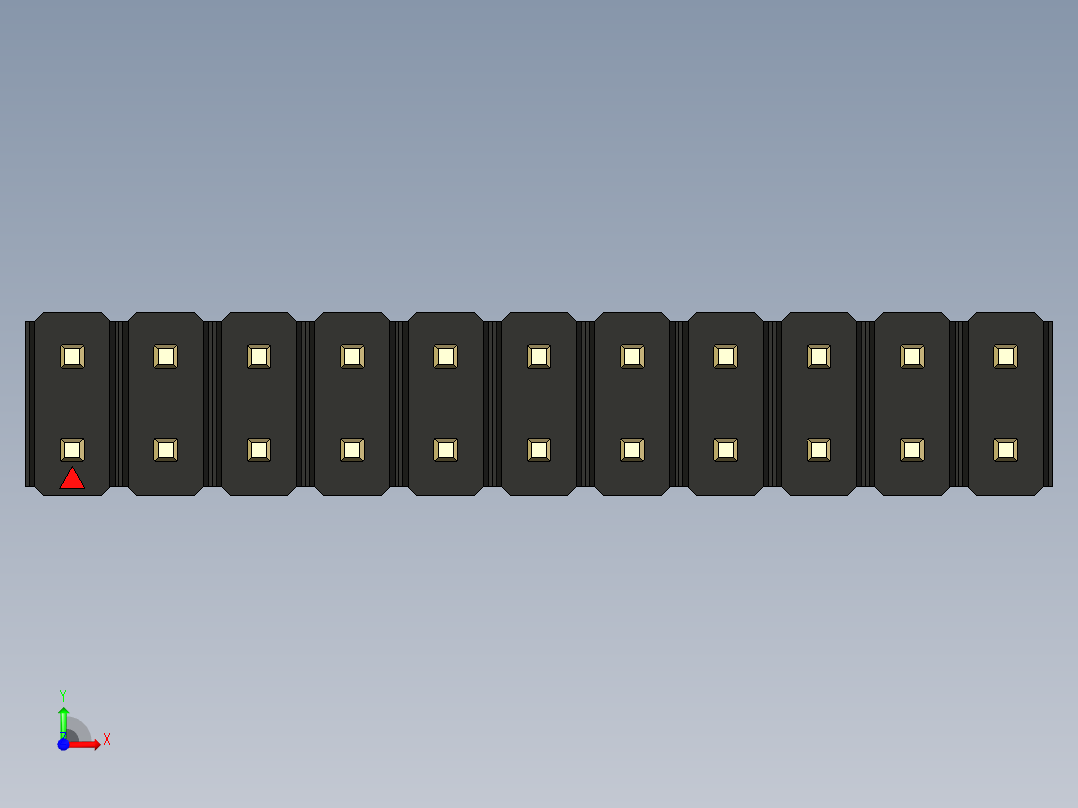 彩色公头100mil（2.54mm）系列-DS1021_black_2x11p_100mil_Type19_rev1.0前视图