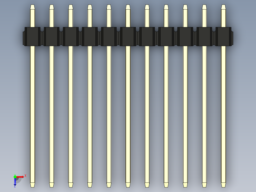 彩色公头100mil（2.54mm）系列-DS1021_black_2x11p_100mil_Type19_rev1.0俯视图