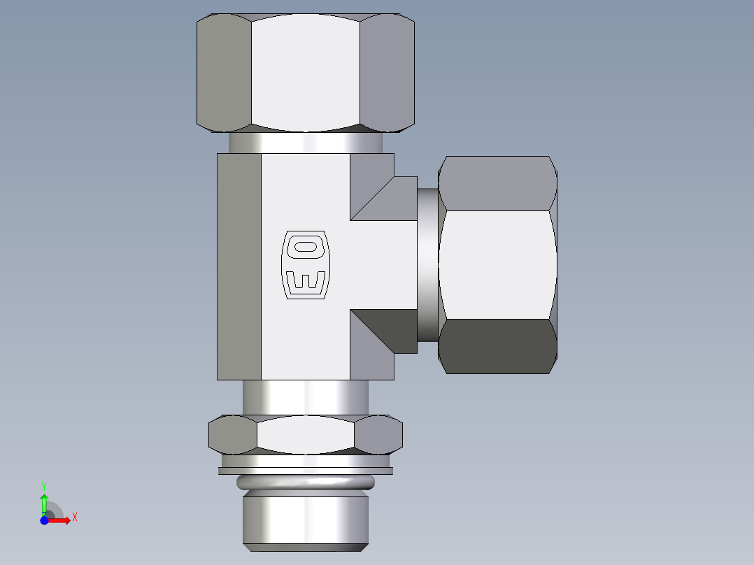 卡套式工业通用硬管接头EO_Adjustable_locknut_run_tee_LEE15ZLMORCF前视图
