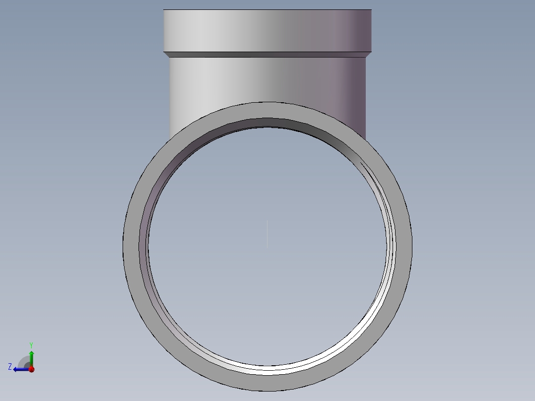 三通-异径 DN40-DN25右视图