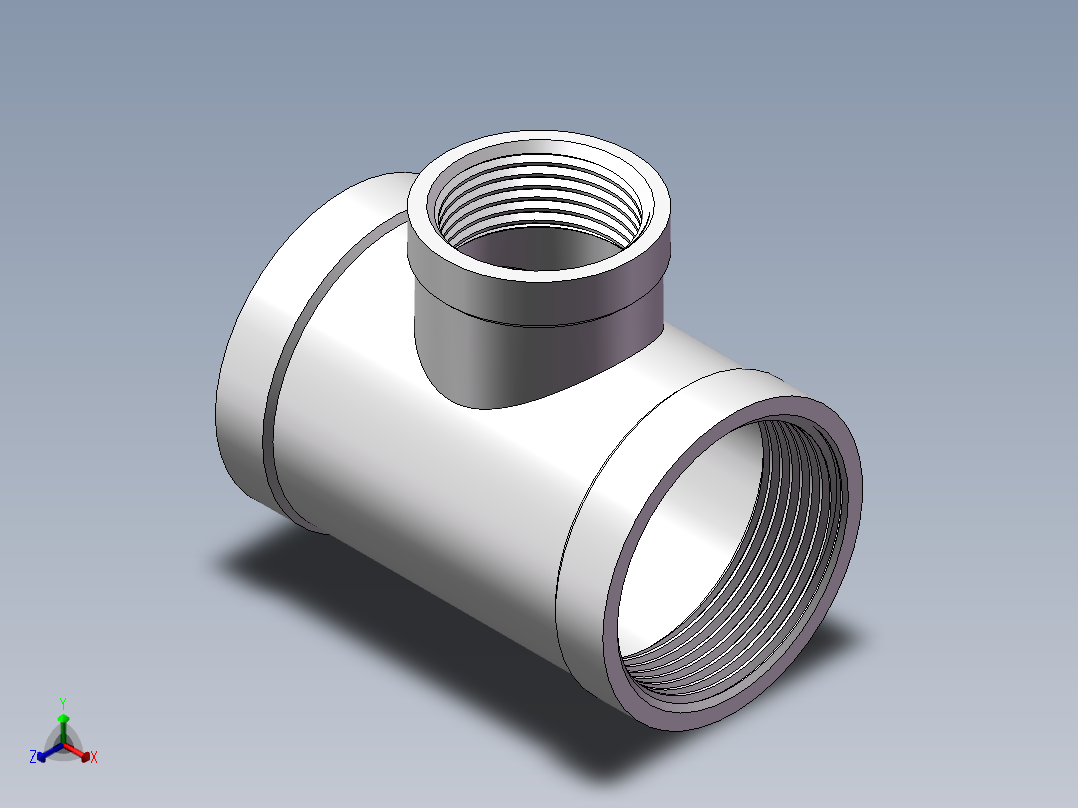 三通-异径 DN40-DN25正等轴测图