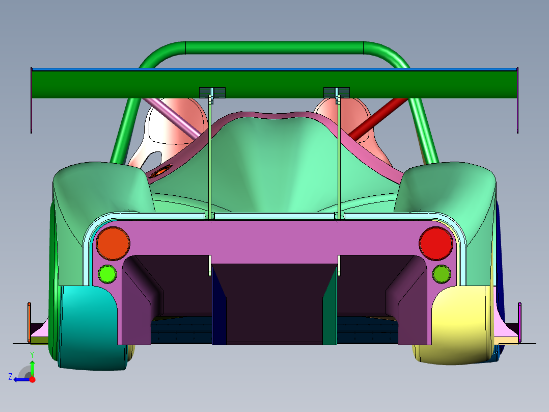 高下压力赛道跑车右视图