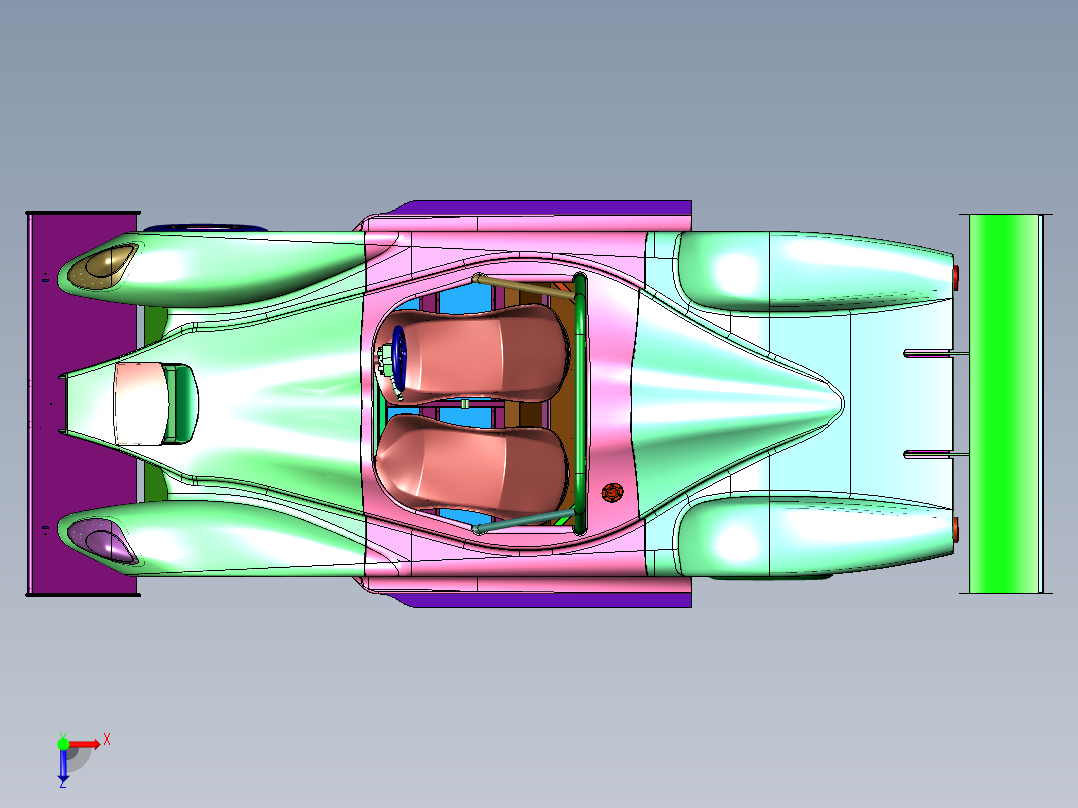高下压力赛道跑车俯视图