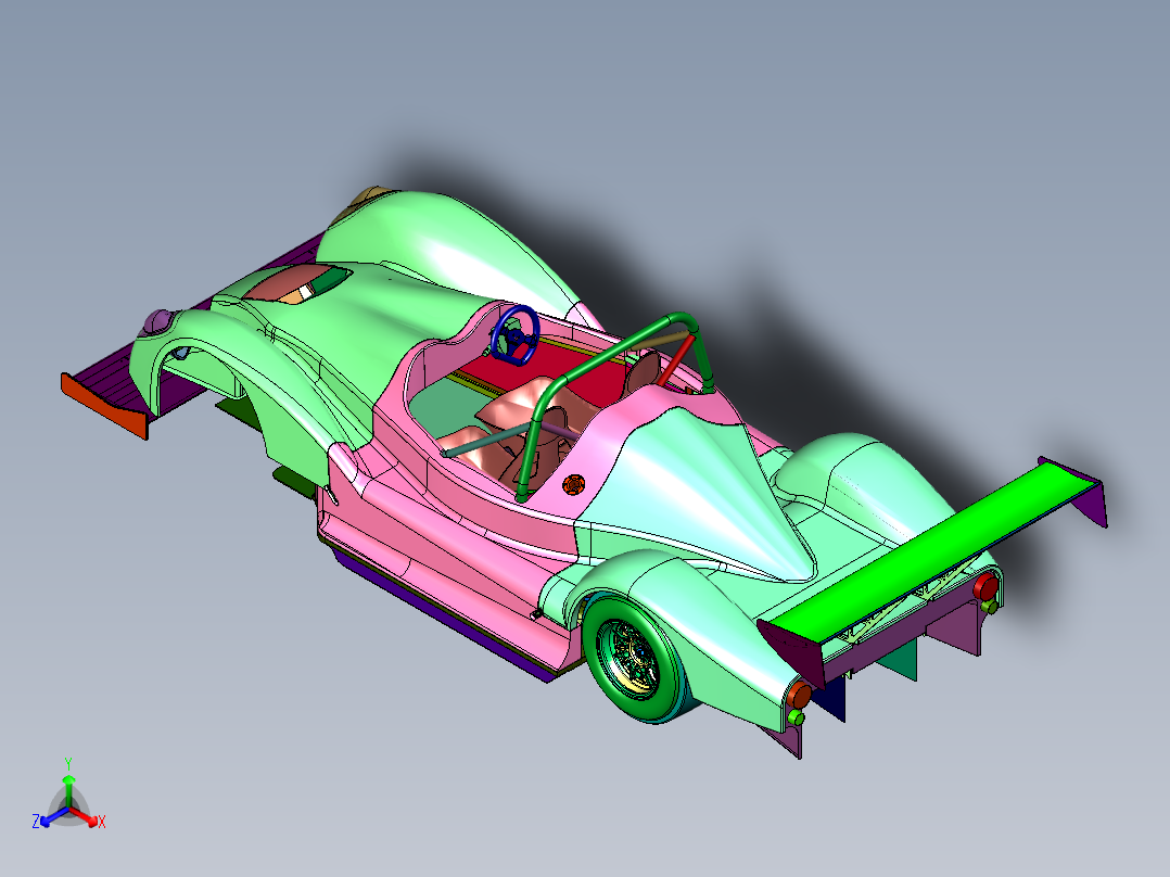 高下压力赛道跑车正等轴测图