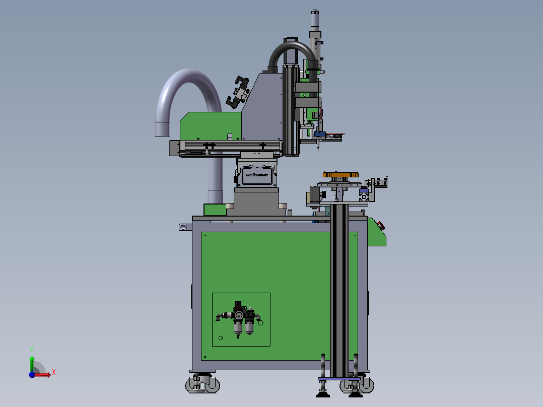 在线式自动螺母植入机(sw23可编辑+工程图）前视图