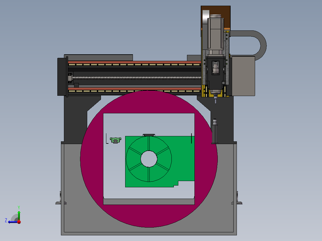 1320半封闭雕铣机sw18可编辑右视图