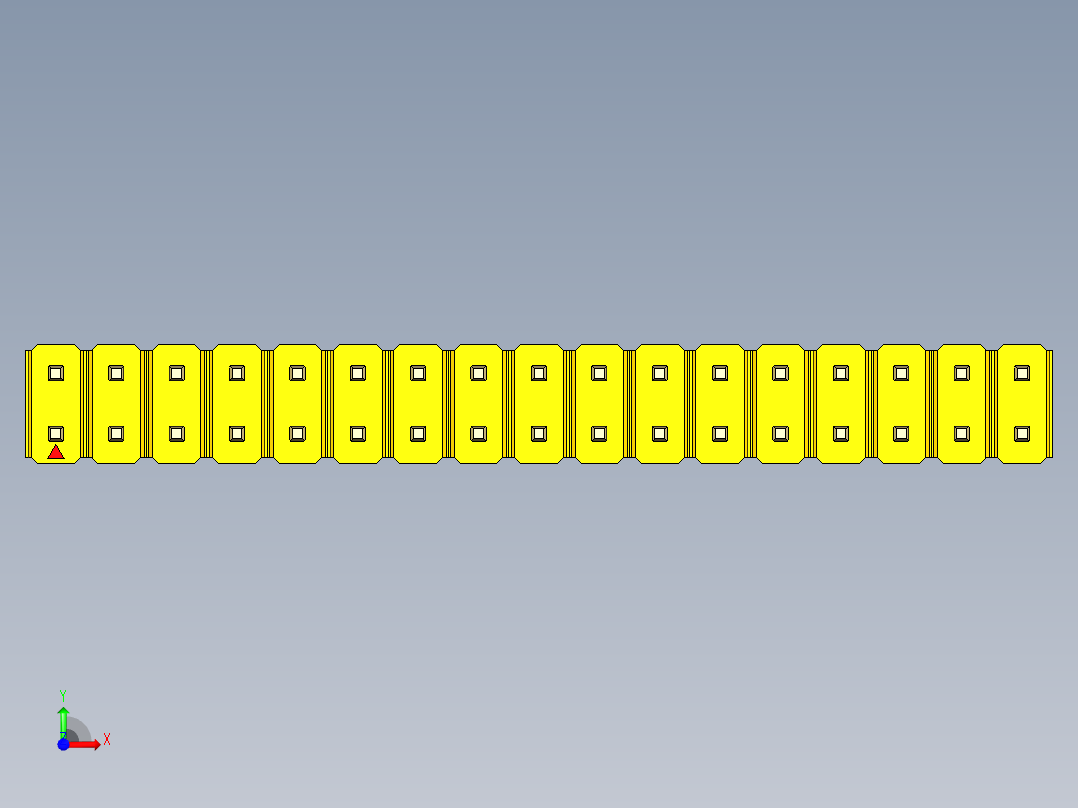 彩色公头100mil（2.54mm）系列-DS1021_yellow_2x17p_100mil_Type43_rev1.0前视图