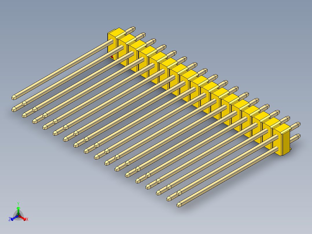 彩色公头100mil（2.54mm）系列-DS1021_yellow_2x17p_100mil_Type43_rev1.0正等轴测图