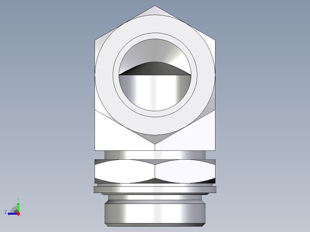 卡套式工业通用硬管接头EO_Adjustable_Locknut_elbow_WEE35ZLMCF右视图
